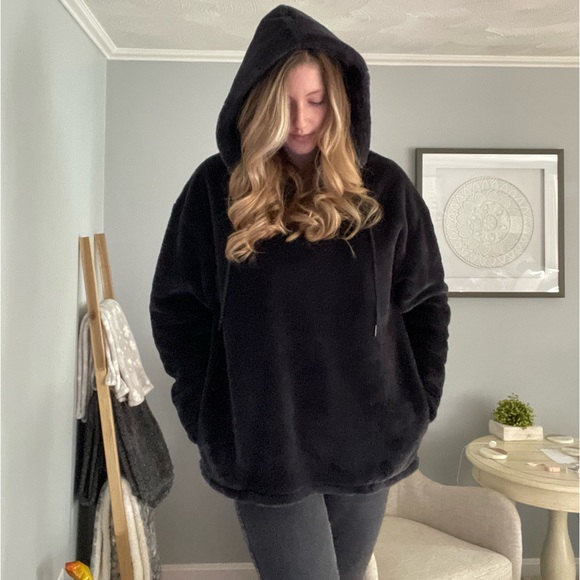 PINK Velvety Soft Faux Fur Half Zip Hoodie - Picture 1 of 6